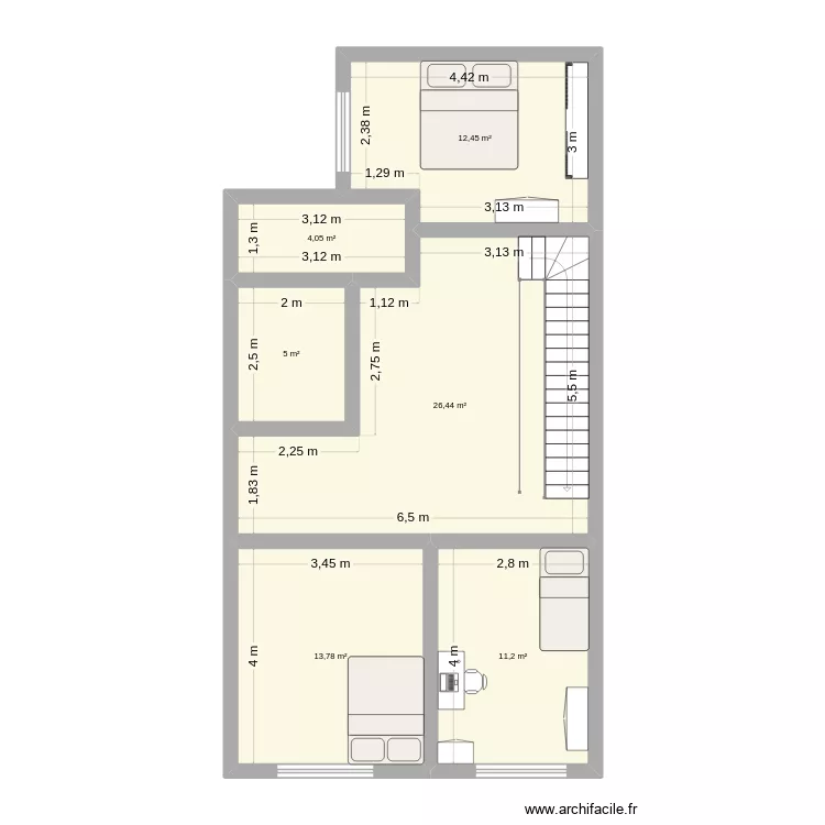 2º piso casa. Floor plan with 6 Rooms and 73 m² 2º piso casa. Floor plan with 6 Rooms and 73 m²