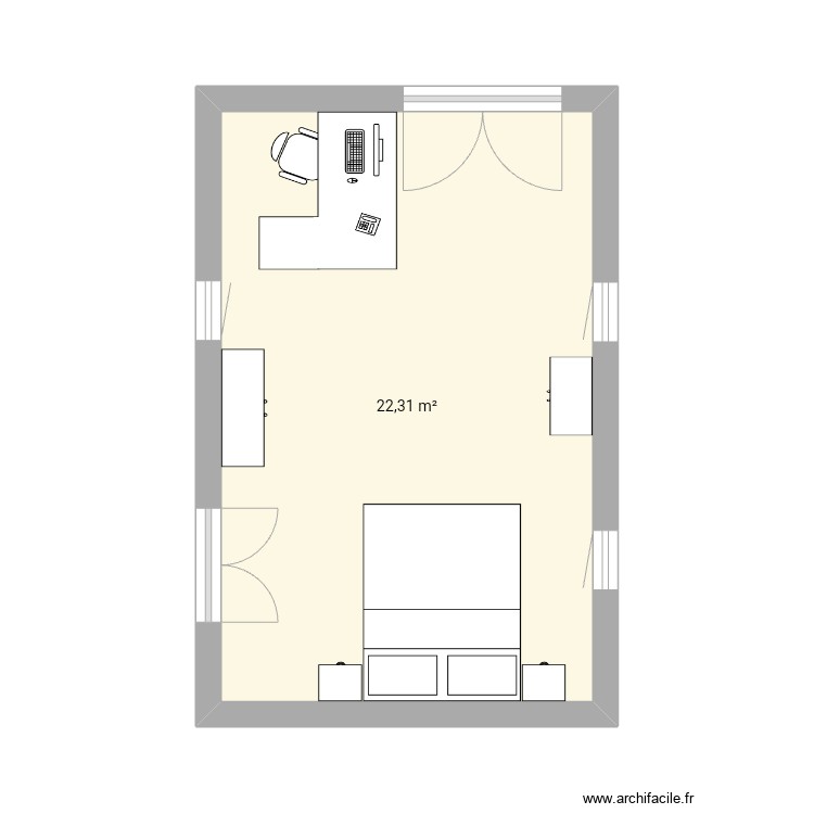 Upstairs stone room office/bedroom. Floor plan with 0 room and 0 m2