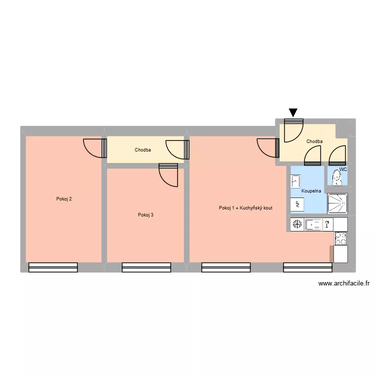 Kolm&aacute; 644, byt 12. Floor plan with 13  and 195 m²