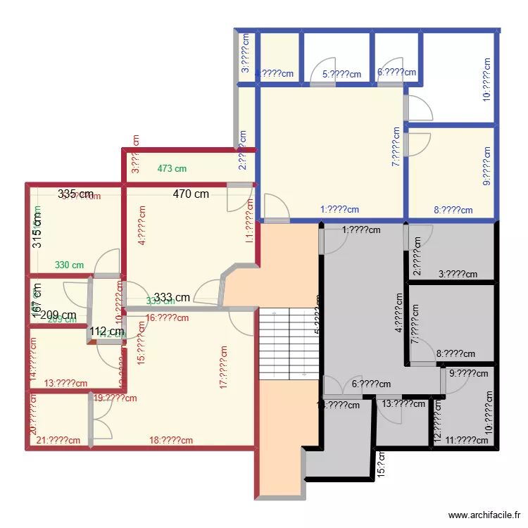 Appartement III size. Floor plan with 21  and 205 m²