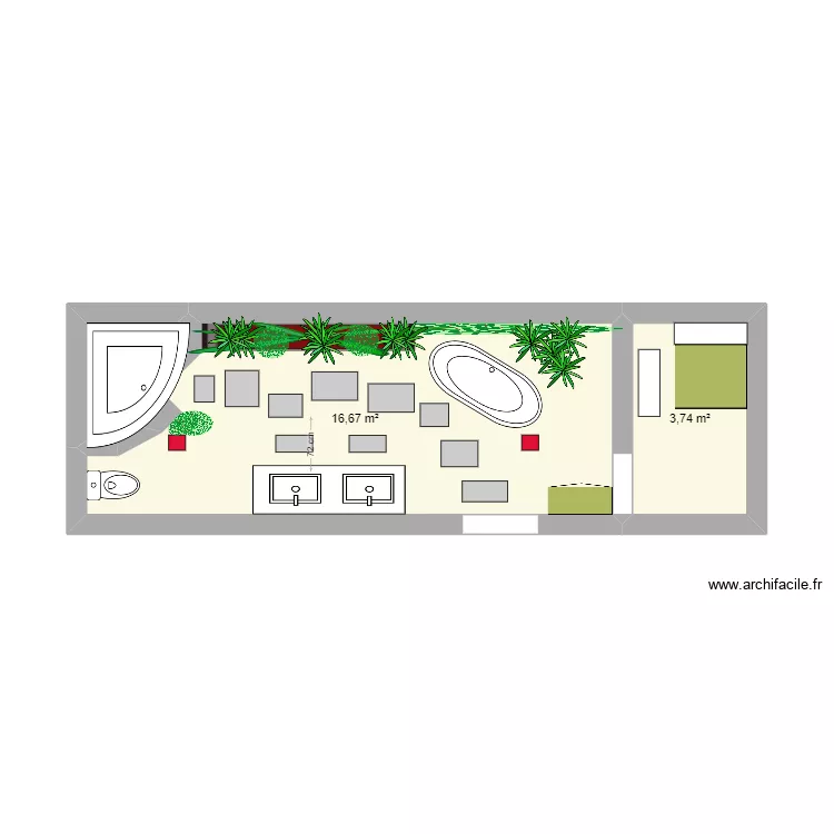 villa 11/14 bathroom. Floor plan with 