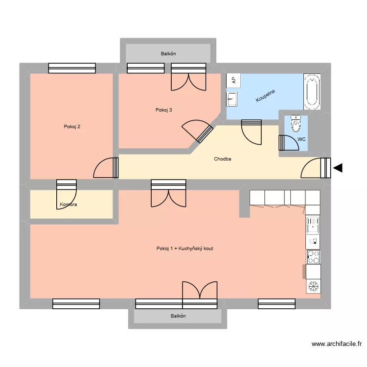U Stromovky 265, byt 3. Floor plan with 15  and 225 m²