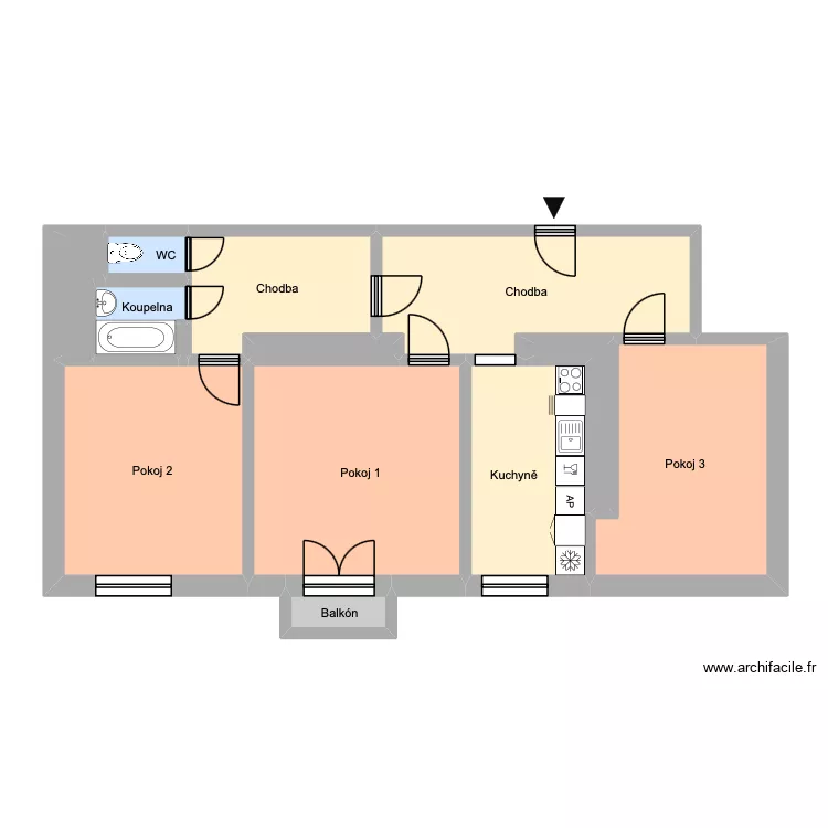 17. listopadu 638, byt 11. Floor plan with 13 Rooms and 84 m² 17. listopadu 638, byt 11. Floor plan with 13 Rooms and 84 m²