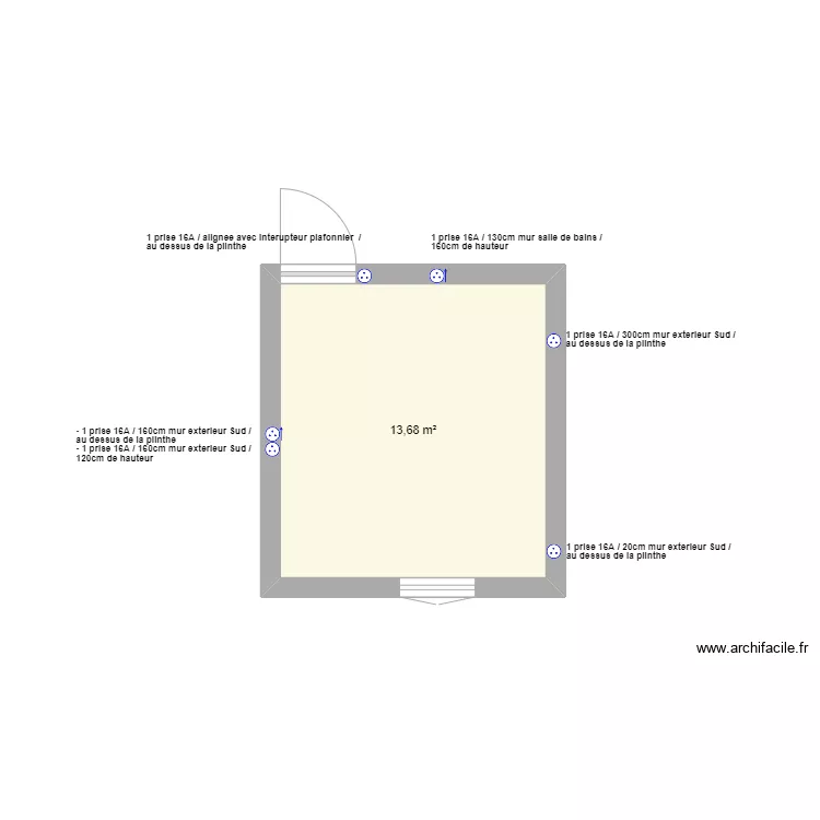 Chambre Sud prises. Floor plan with Chambre Sud prises. Floor plan with
