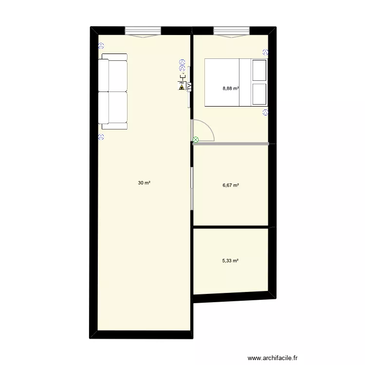 fra. Floor plan with 4  and 51 m²