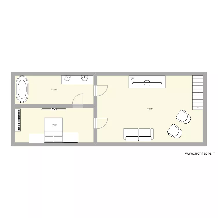 cave. Floor plan with 3 and 70 m² cave. Floor plan with 3 and 70 m²
