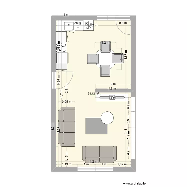 PALE 1SP.. Floor plan with 1 and 34 m² PALE 1SP.. Floor plan with 1 and 34 m²