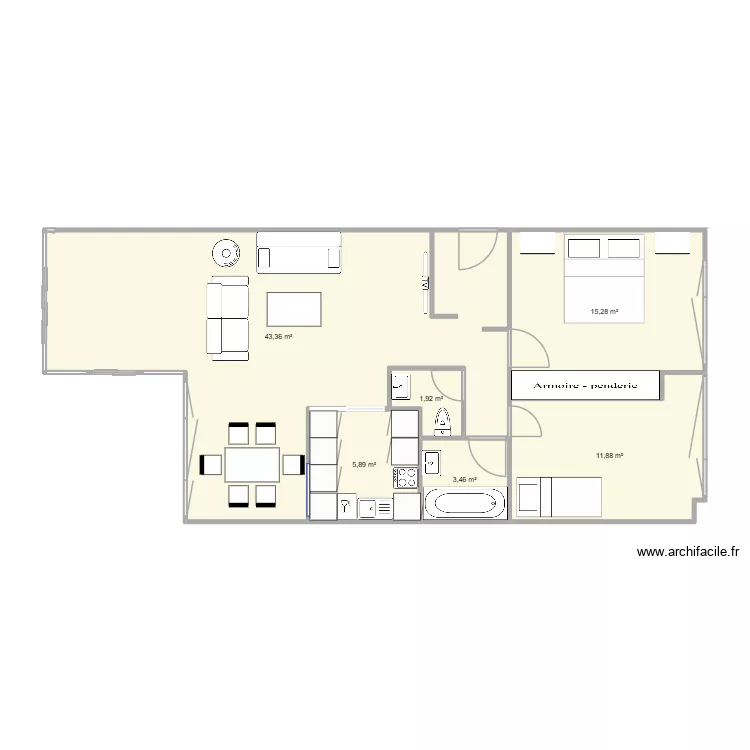 Sandgarten 3. Floor plan with 6  and 82 m²