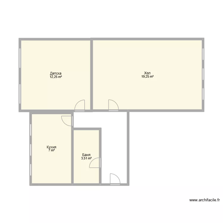 diplomen proekt. Floor plan with 4 rooms and 42 m²