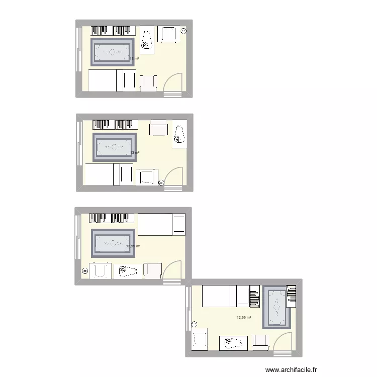 Chambre b&eacute;b&eacute;s. Floor plan with 4  and 52 m²