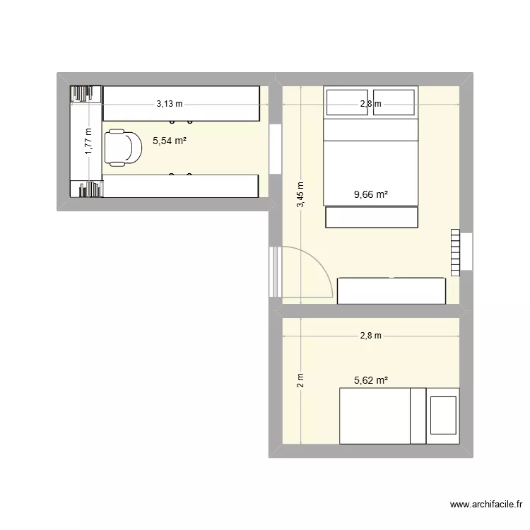 habi + vestidor. Floor plan with 3 and 21 m² habi + vestidor. Floor plan with 3 and 21 m²
