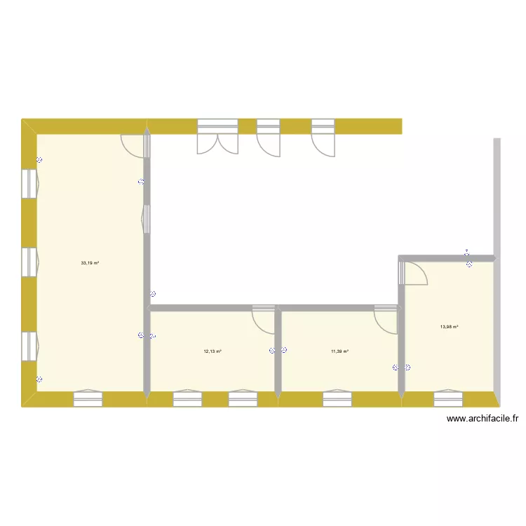 Plan RDC Aile EST. Floor plan with 4 and 71 m² Plan RDC Aile EST. Floor plan with 4 and 71 m²