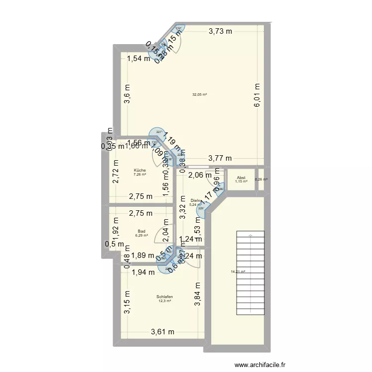 260724_Wohnfl&auml;chenberechnung Seilerweg 1_Lillienthal. Floor plan with 8  and 79 m²