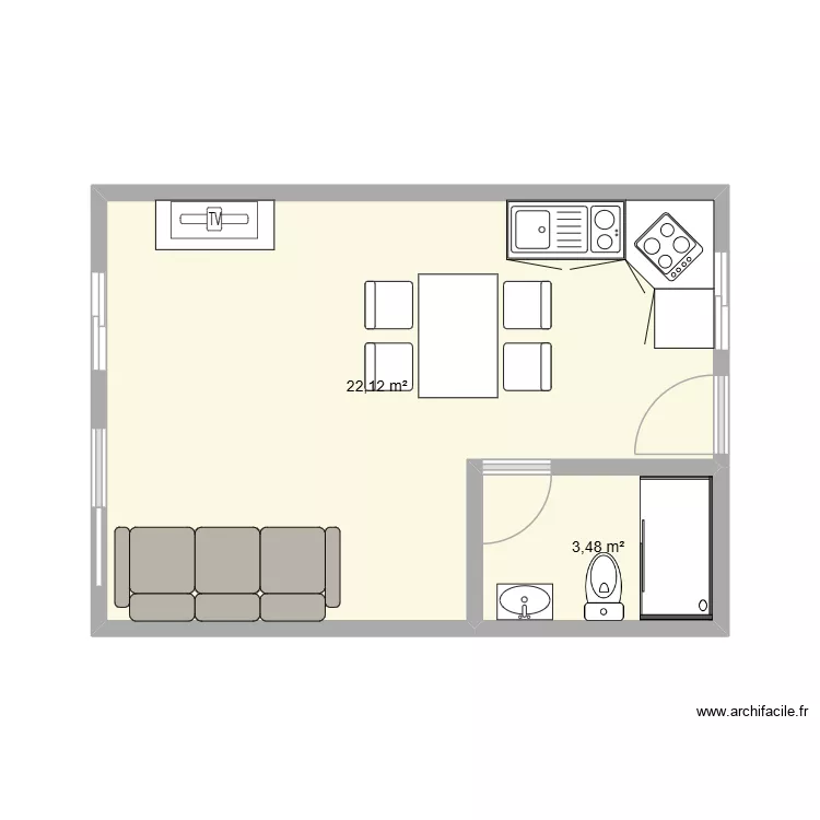 Chalé 1. Floor plan with 2 and 26 m² Chalé 1. Floor plan with 2 and 26 m²