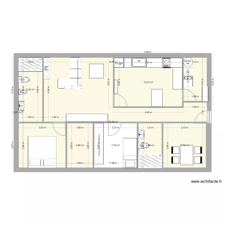 casoplon!. Floor plan with 8  and 107 m²