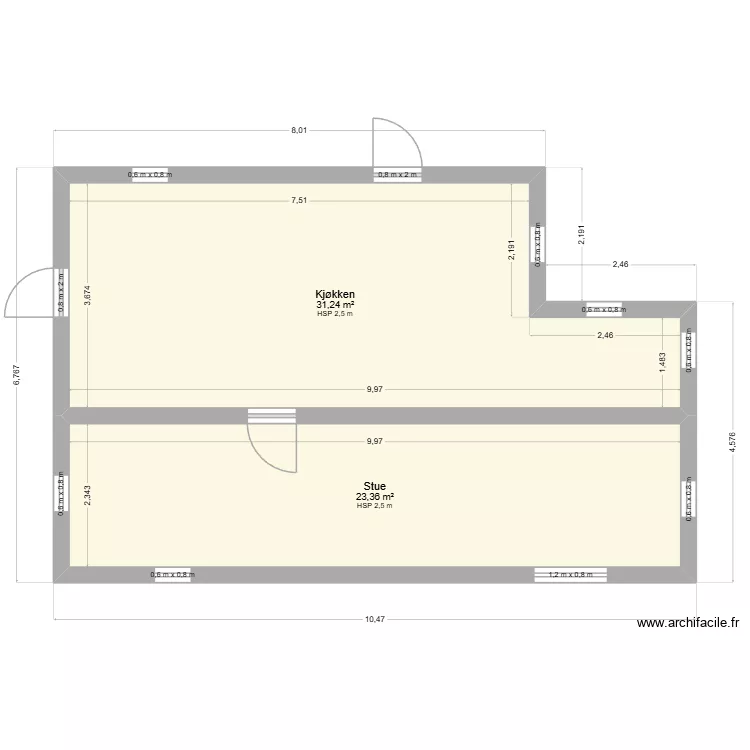 Test. Floor plan with 2  and 55 m²