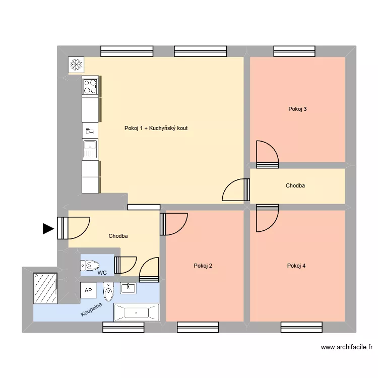 Na Des&aacute;t&eacute;m 482, byt 2. Floor plan with 