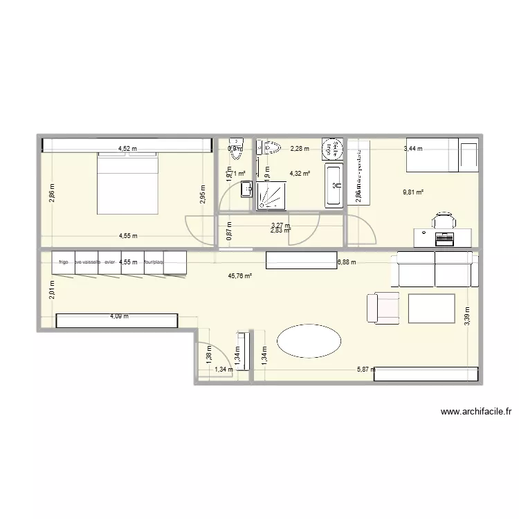 Plan Beaumont 2. Floor plan with 5  and 64 m²