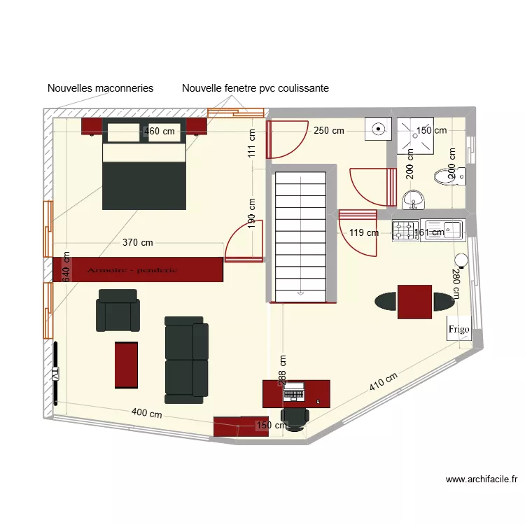 Appt IV version finale. Floor plan with 4  and 55 m²