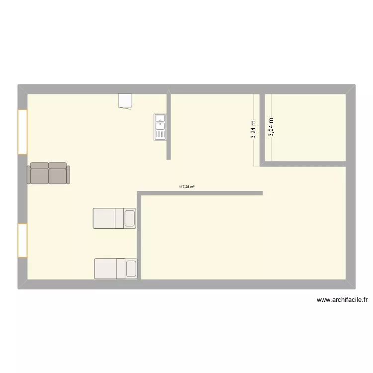 michel. Floor plan with 1  and 117 m²