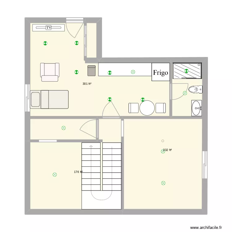 Amenagement ss. Floor plan with 3 Rooms and 66 m² Amenagement ss. Floor plan with 3 Rooms and 66 m²