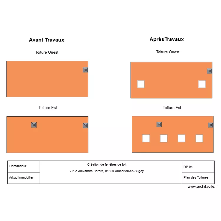 Plan des toitures Amberieu-en-Bugey. Floor plan with 