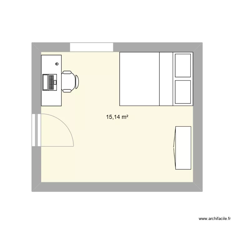 tache 1. Floor plan with 1  and 15 m²