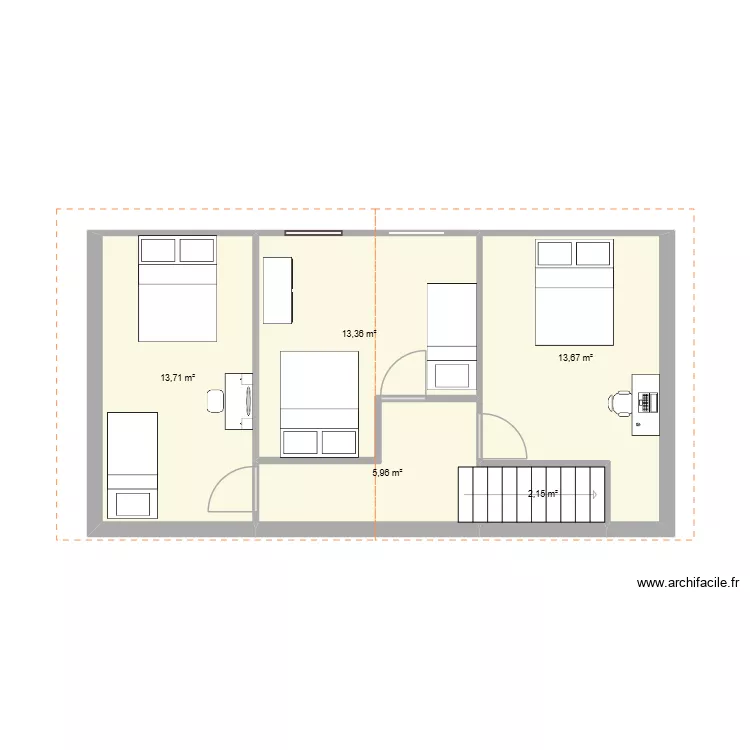 etage soulac. Floor plan with 5 rooms and 49 m²