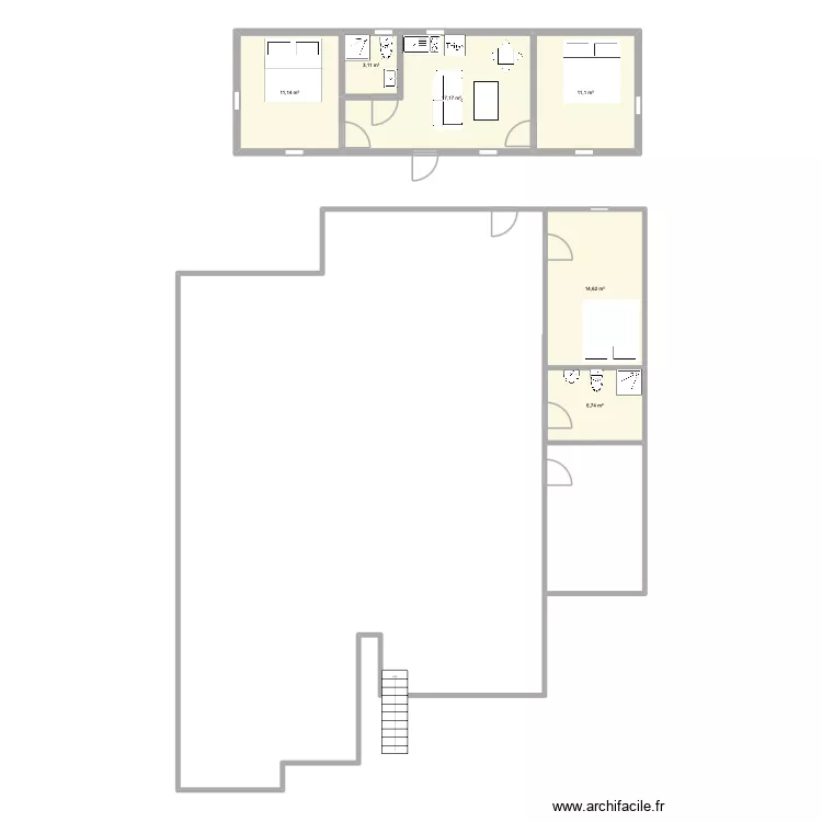 maman Madeleine. Floor plan with 6 rooms and 64 m²