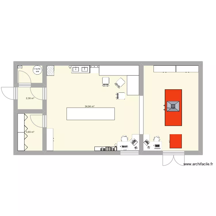 Labo test1. Floor plan with 4  and 61 m²