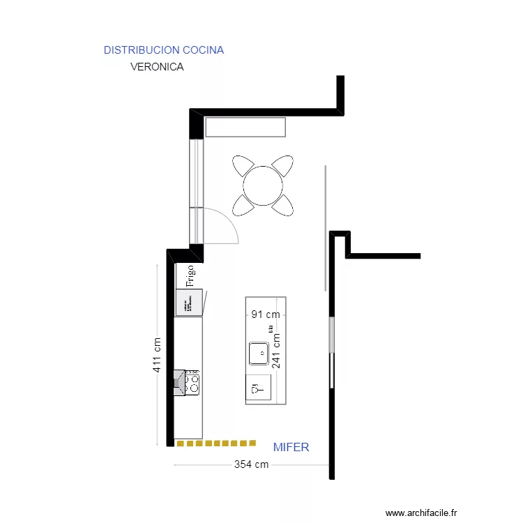 DISTRIBUCION COCINA VERONICA. Floor plan with 