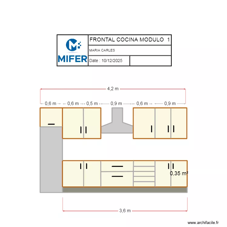 FRONTAL COCINA  MARIA CARLES MODULO 1. Floor plan with 18 rooms and 7 m²
