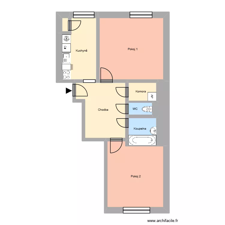 ČSA 211, byt 3. Floor plan with 13  and 185 m²