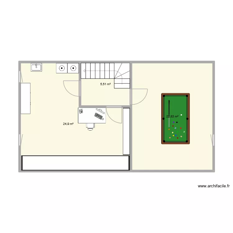 Keller. Floor plan with 3  and 53 m²