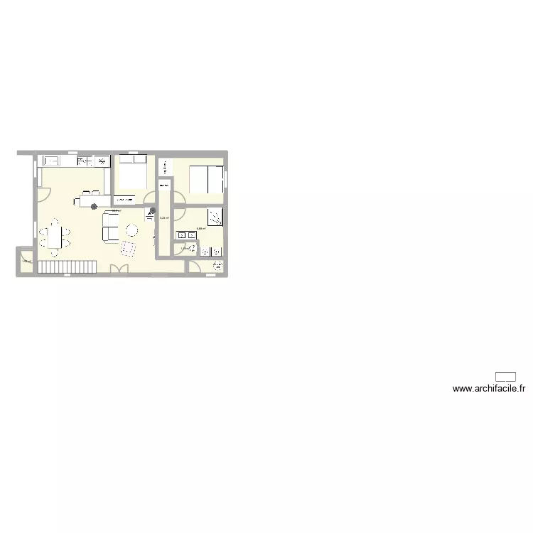 Test 4. Floor plan with 5 rooms and 71 m²
