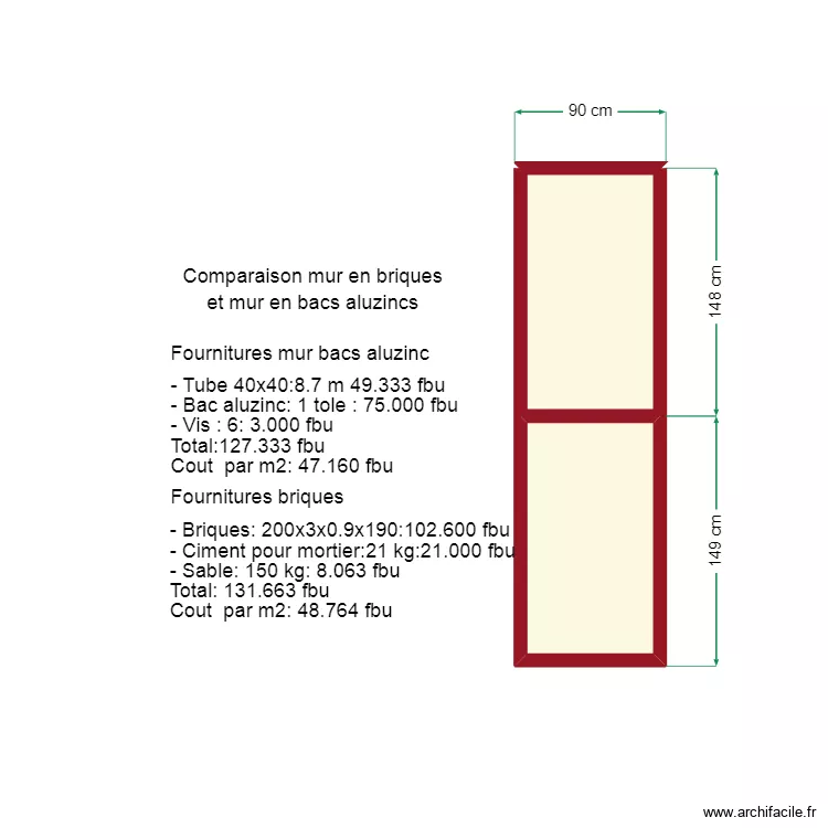 Comparaison hangar maconne hangar bac. Floor plan with 2 Rooms and 2 m²