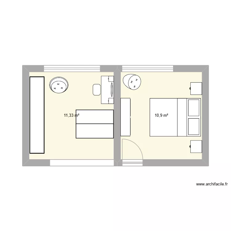 closet. Floor plan with 2  and 22 m²