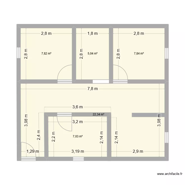 CASA 2. Floor plan with 5  and 50 m²