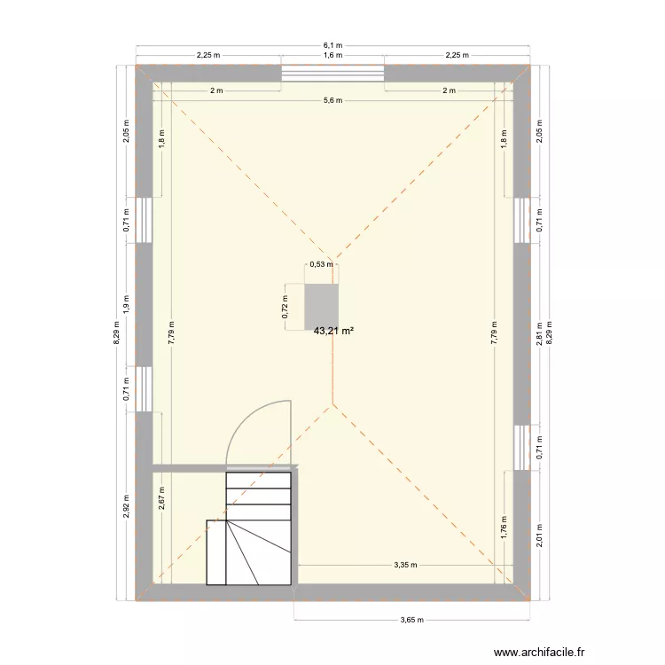OG--LuettHues. Floor plan with 1  and 43 m²