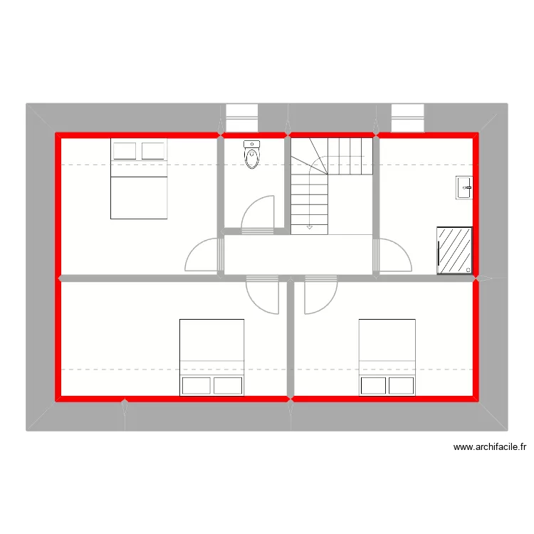 Oc&eacute;ane et Gwen Etage projet 4. Floor plan with 12  and 61 m²