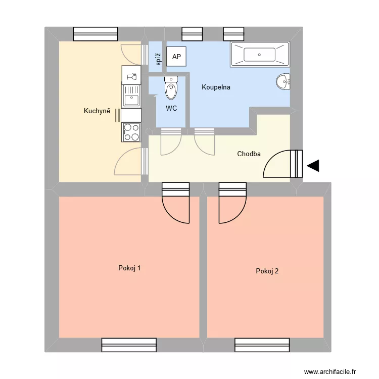 Bastlova 1966 byt 5. Floor plan with 12 Rooms and 180 m² Bastlova 1966 byt 5. Floor plan with 12 Rooms and 180 m²