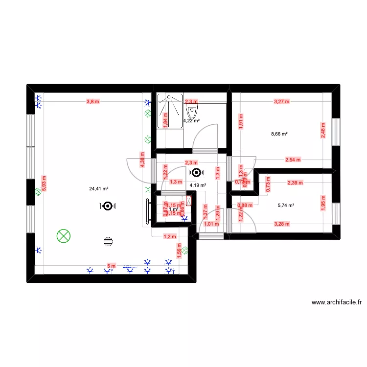 Beith Flat Electrical Layout. Floor plan with 6 and 48 m² Beith Flat Electrical Layout. Floor plan with 6 and 48 m²