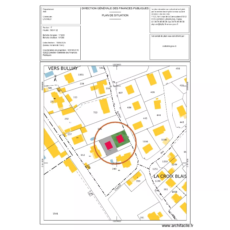 Lagnieu Buliez division terrain. Floor plan with 