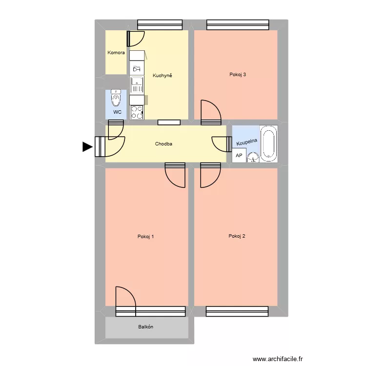Slovensk&aacute; 2940, byt 6. Floor plan with 14  and 197 m²