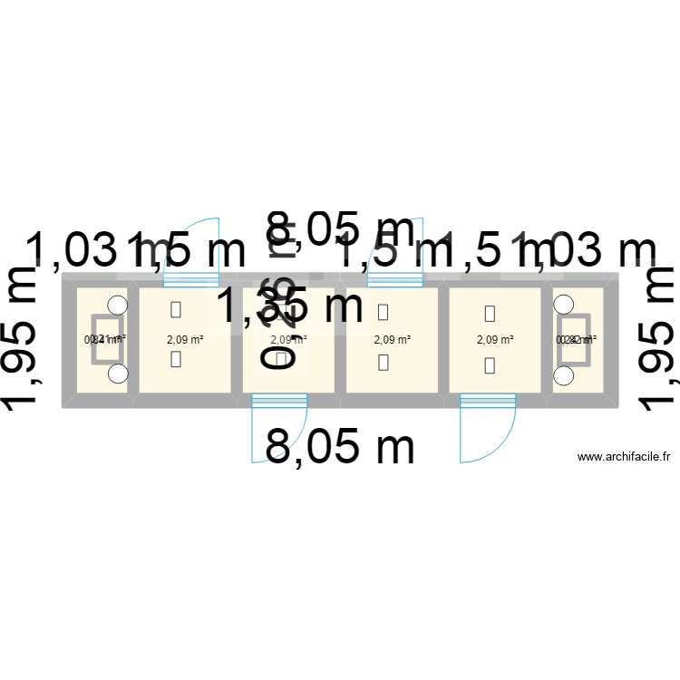 latrine 4 cabines. Floor plan with 0 room and 0 m2