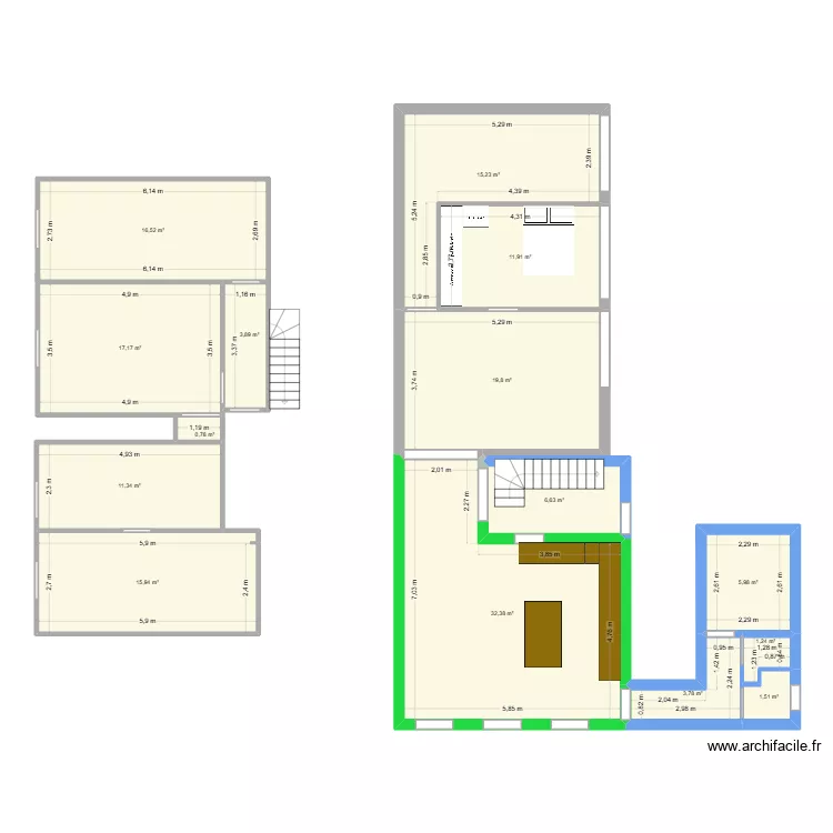 maison. Floor plan with 15  and 164 m²