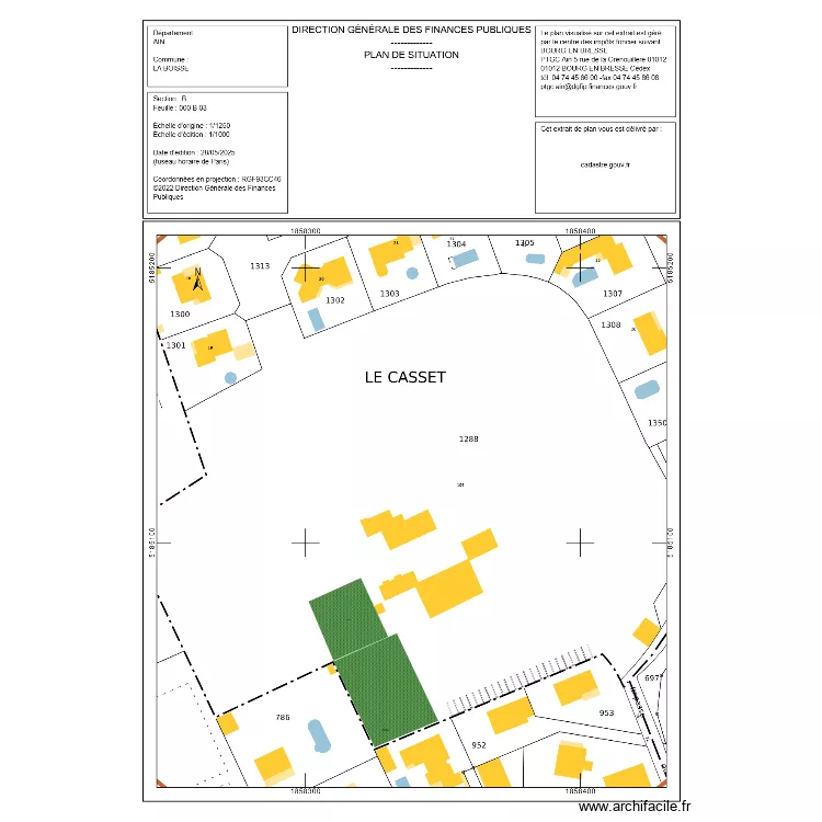Plan de masse chateau LA BOISSE. Floor plan with 