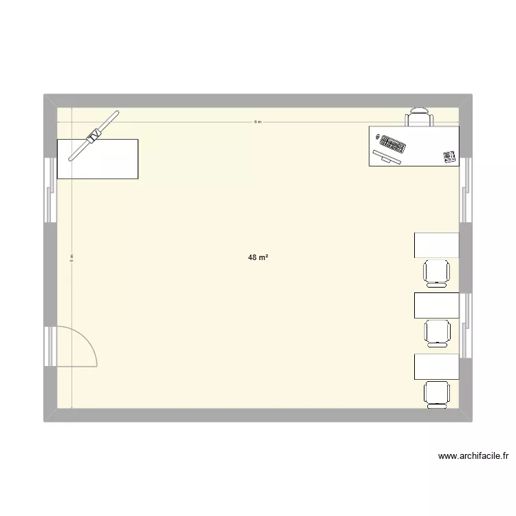 salon. Floor plan with 1 room and 48 m²