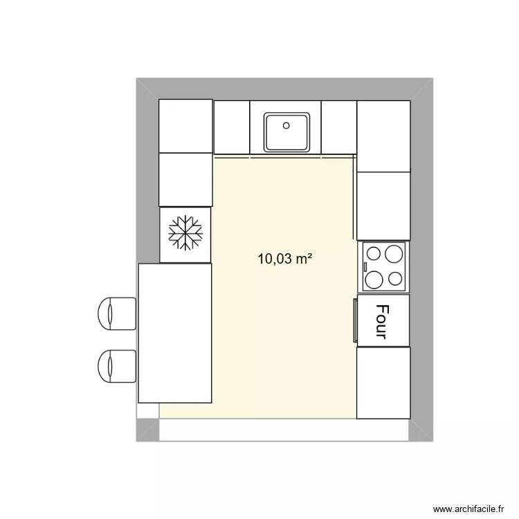 kitchen. Floor plan with 1  and 10 m²