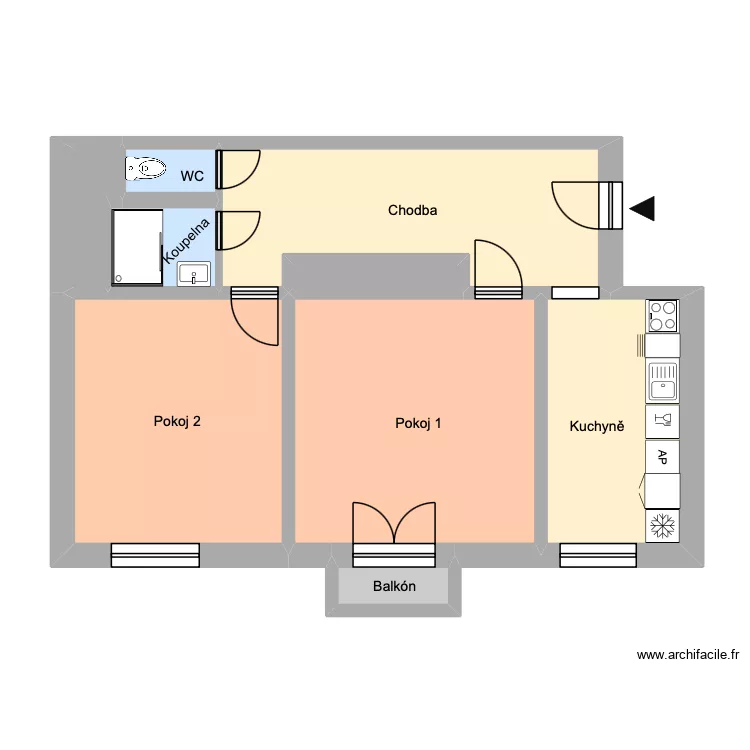 17. listopadu 594, byt 5. Floor plan with 9 Rooms and 62 m²
